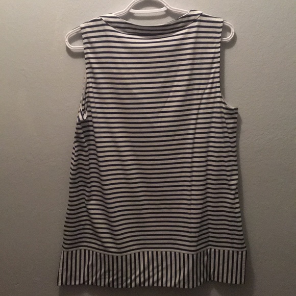 Navy sleeveless striped top. Great condition. - Picture 2 of 3